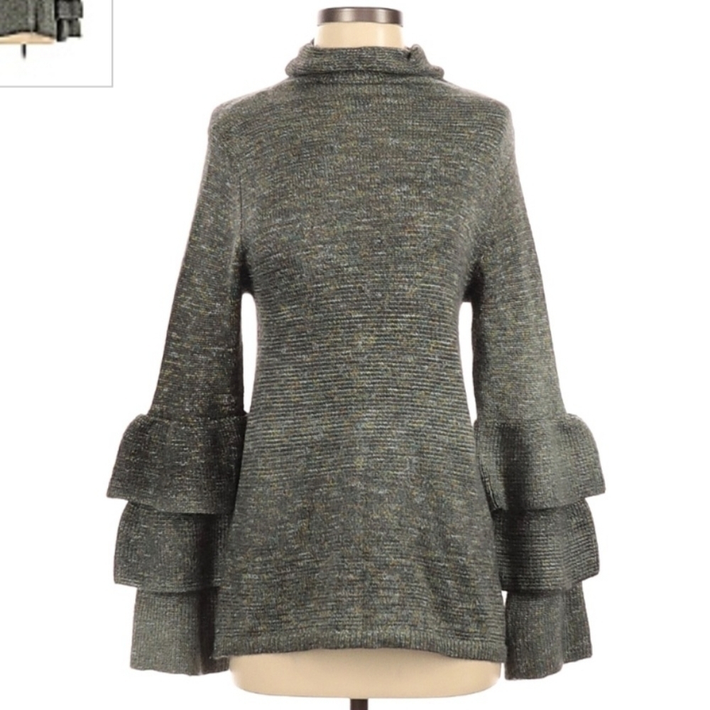 Knox Rose Colorful Marled Knit Sweater Women's Small S Neutral Layered Sleeves